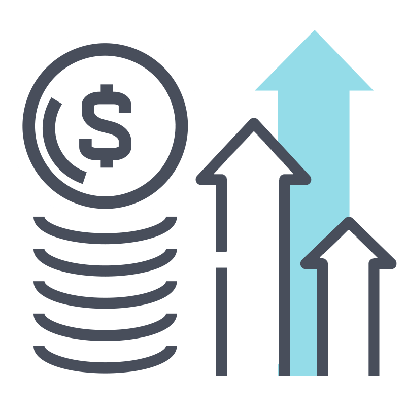 icon with coins and up arrows
